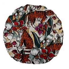 Natural Seamless Pattern With Tiger Blooming Orchid Large 18  Premium Flano Round Cushions by BangZart