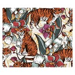 Natural seamless pattern with tiger blooming orchid Double Sided Flano Blanket (Small)  50 x40  Blanket Back