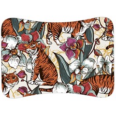 Natural Seamless Pattern With Tiger Blooming Orchid Velour Seat Head Rest Cushion by BangZart