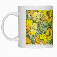 Seamless Pattern With Graphic Spring Flowers White Mugs by BangZart