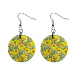 Seamless pattern with graphic spring flowers Mini Button Earrings Front