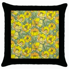 Seamless Pattern With Graphic Spring Flowers Throw Pillow Case (black) by BangZart