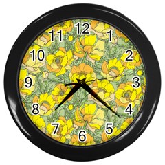 Seamless Pattern With Graphic Spring Flowers Wall Clock (black) by BangZart