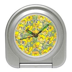 Seamless Pattern With Graphic Spring Flowers Travel Alarm Clock