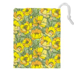 Seamless Pattern With Graphic Spring Flowers Drawstring Pouch (5xl) by BangZart