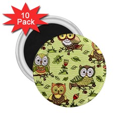 Seamless Pattern With Flowers Owls 2 25  Magnets (10 Pack)  by BangZart