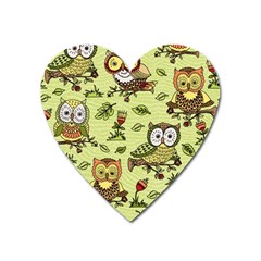 Seamless Pattern With Flowers Owls Heart Magnet by BangZart