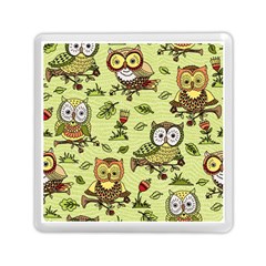 Seamless Pattern With Flowers Owls Memory Card Reader (square) by BangZart