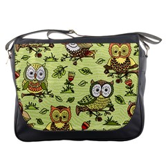 Seamless Pattern With Flowers Owls Messenger Bag by BangZart