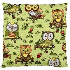 Seamless Pattern With Flowers Owls Large Cushion Case (one Side) by BangZart