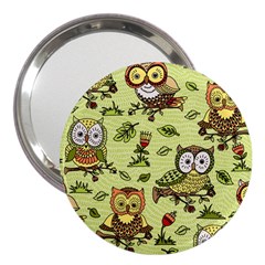 Seamless Pattern With Flowers Owls 3  Handbag Mirrors