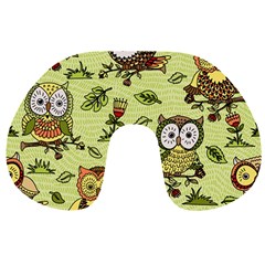 Seamless Pattern With Flowers Owls Travel Neck Pillow by BangZart