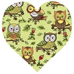 Seamless Pattern With Flowers Owls Wooden Puzzle Heart by BangZart