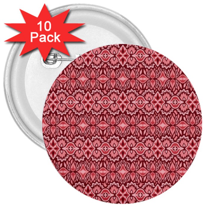 Pink art with abstract seamless flaming pattern 3  Buttons (10 pack) 