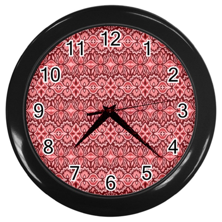 Pink art with abstract seamless flaming pattern Wall Clock (Black)