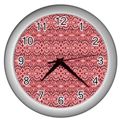 Pink Art With Abstract Seamless Flaming Pattern Wall Clock (silver) by BangZart