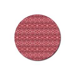 Pink art with abstract seamless flaming pattern Rubber Coaster (Round) 