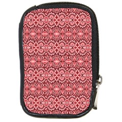 Pink art with abstract seamless flaming pattern Compact Camera Leather Case