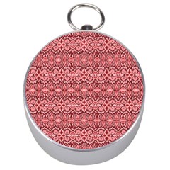 Pink Art With Abstract Seamless Flaming Pattern Silver Compasses by BangZart