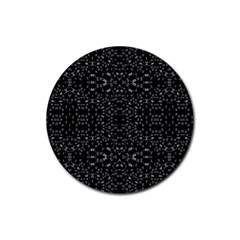 Black And White Tech Pattern Rubber Coaster (round) 