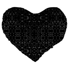 Black And White Tech Pattern Large 19  Premium Flano Heart Shape Cushions by dflcprintsclothing