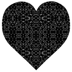 Black And White Tech Pattern Wooden Puzzle Heart by dflcprintsclothing