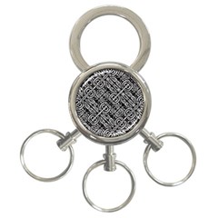 Linear Black And White Ethnic Print 3-ring Key Chain