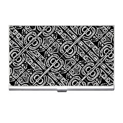 Linear Black And White Ethnic Print Business Card Holder by dflcprintsclothing