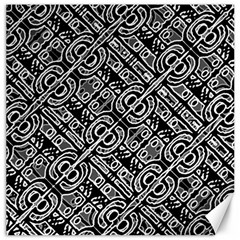 Linear Black And White Ethnic Print Canvas 12  X 12  by dflcprintsclothing