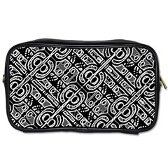 Linear Black And White Ethnic Print Toiletries Bag (one Side) by dflcprintsclothing