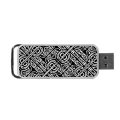 Linear Black And White Ethnic Print Portable Usb Flash (one Side) by dflcprintsclothing