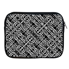 Linear Black And White Ethnic Print Apple Ipad 2/3/4 Zipper Cases