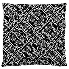 Linear Black And White Ethnic Print Large Flano Cushion Case (two Sides) by dflcprintsclothing