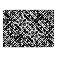 Linear Black And White Ethnic Print Double Sided Flano Blanket (mini) 