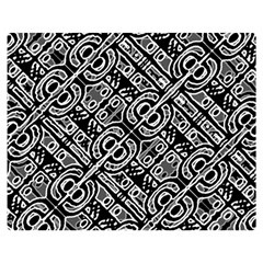 Linear Black And White Ethnic Print Double Sided Flano Blanket (medium) 