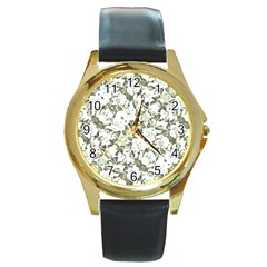 Modern Abstract Intricate Print Pattern Round Gold Metal Watch by dflcprintsclothing