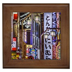 Shinjuku District Urban Night Scene, Tokyo Japan Framed Tile