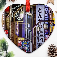 Shinjuku District Urban Night Scene, Tokyo Japan Ornament (heart) by dflcprintsclothing