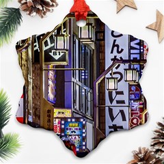 Shinjuku District Urban Night Scene, Tokyo Japan Snowflake Ornament (Two Sides)