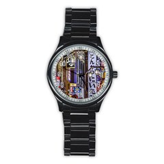 Shinjuku District Urban Night Scene, Tokyo Japan Stainless Steel Round Watch by dflcprintsclothing