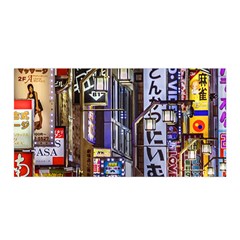 Shinjuku District Urban Night Scene, Tokyo Japan Satin Wrap by dflcprintsclothing