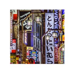 Shinjuku District Urban Night Scene, Tokyo Japan Small Satin Scarf (Square)