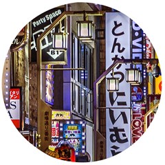 Shinjuku District Urban Night Scene, Tokyo Japan Wooden Bottle Opener (round) by dflcprintsclothing