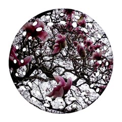 Saucer Magnolia Tree Round Filigree Ornament (two Sides) by okhismakingart