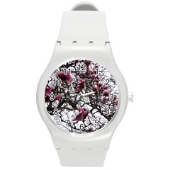 Saucer Magnolia Tree Round Plastic Sport Watch (M)