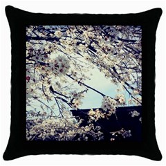 Plum Blossoms Throw Pillow Case (black) by okhismakingart