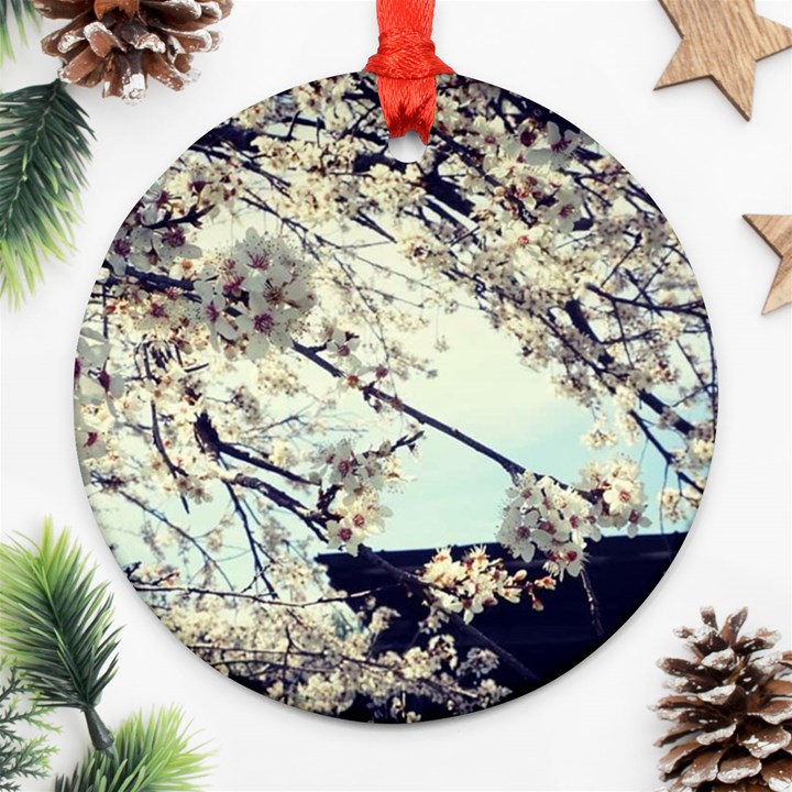 Plum Blossoms Round Ornament (Two Sides)