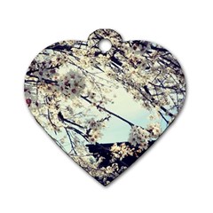 Plum Blossoms Dog Tag Heart (one Side)