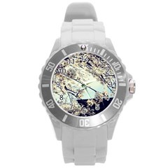 Plum Blossoms Round Plastic Sport Watch (l) by okhismakingart