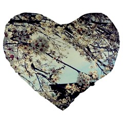 Plum Blossoms Large 19  Premium Heart Shape Cushions by okhismakingart